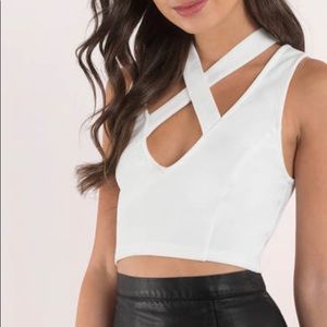 Tobi white cross neck crop top. NWT
